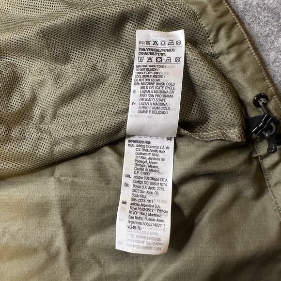 ADIDAS Jacket Gym Running Military Green Size L 3 Stripe Full Zip - Picture 12 of 13